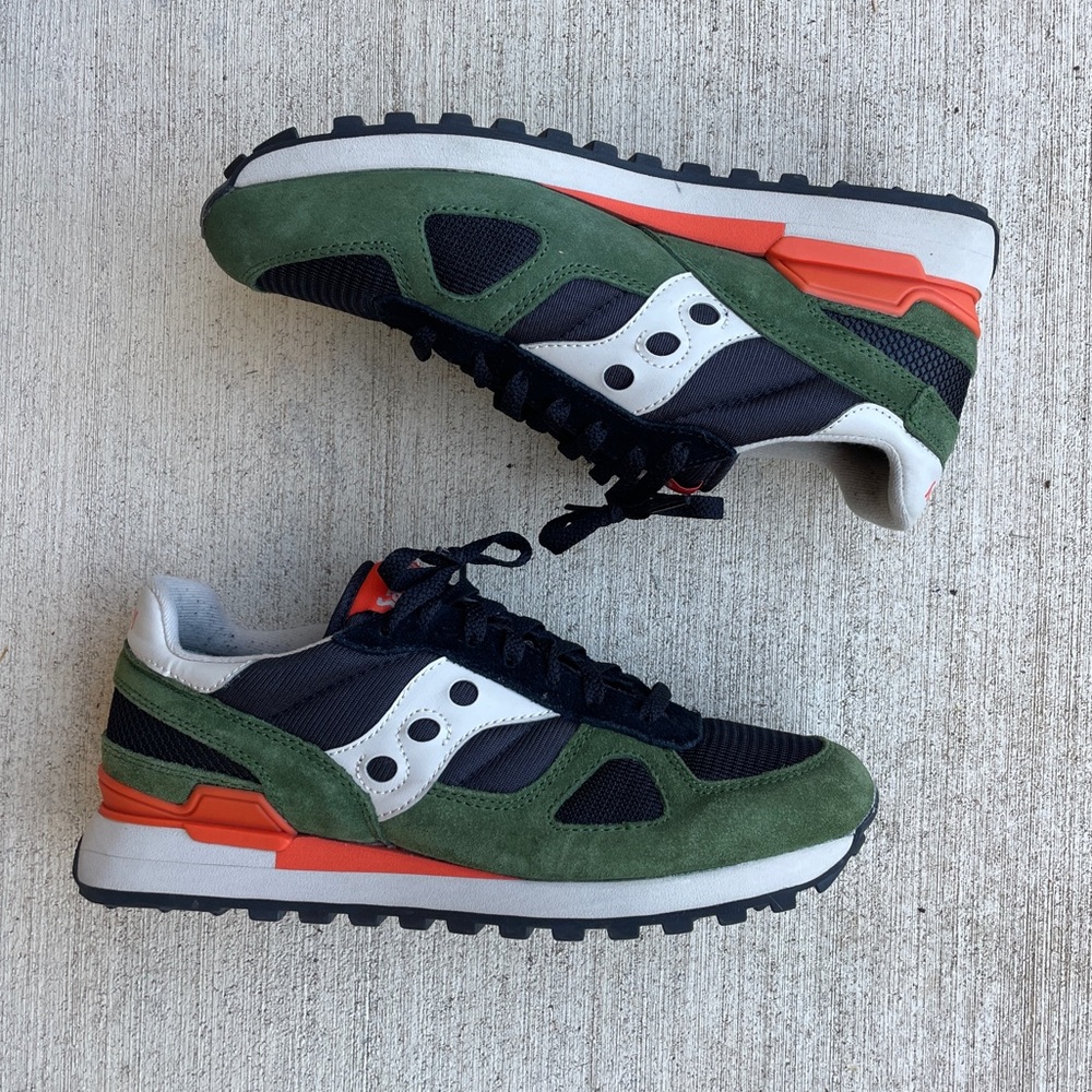 Saucony Shadow Original Green Black Orange Sneakers Trainers Mens 11 EUC